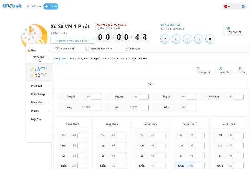 Cách chơi xổ số siêu tốc 8xbet như thế nào?